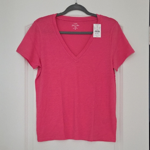 J. Crew Tops - Women's Pretty Pink V-Neck T-Shirt By J. Crew. Perfect Condition!
